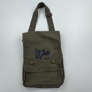 Safari Style Canvas Shoulder Bag Olive Green The Wilds Rhino Logo Cotton